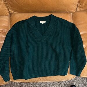 Madewell V-Neck Sweater in Forest Green